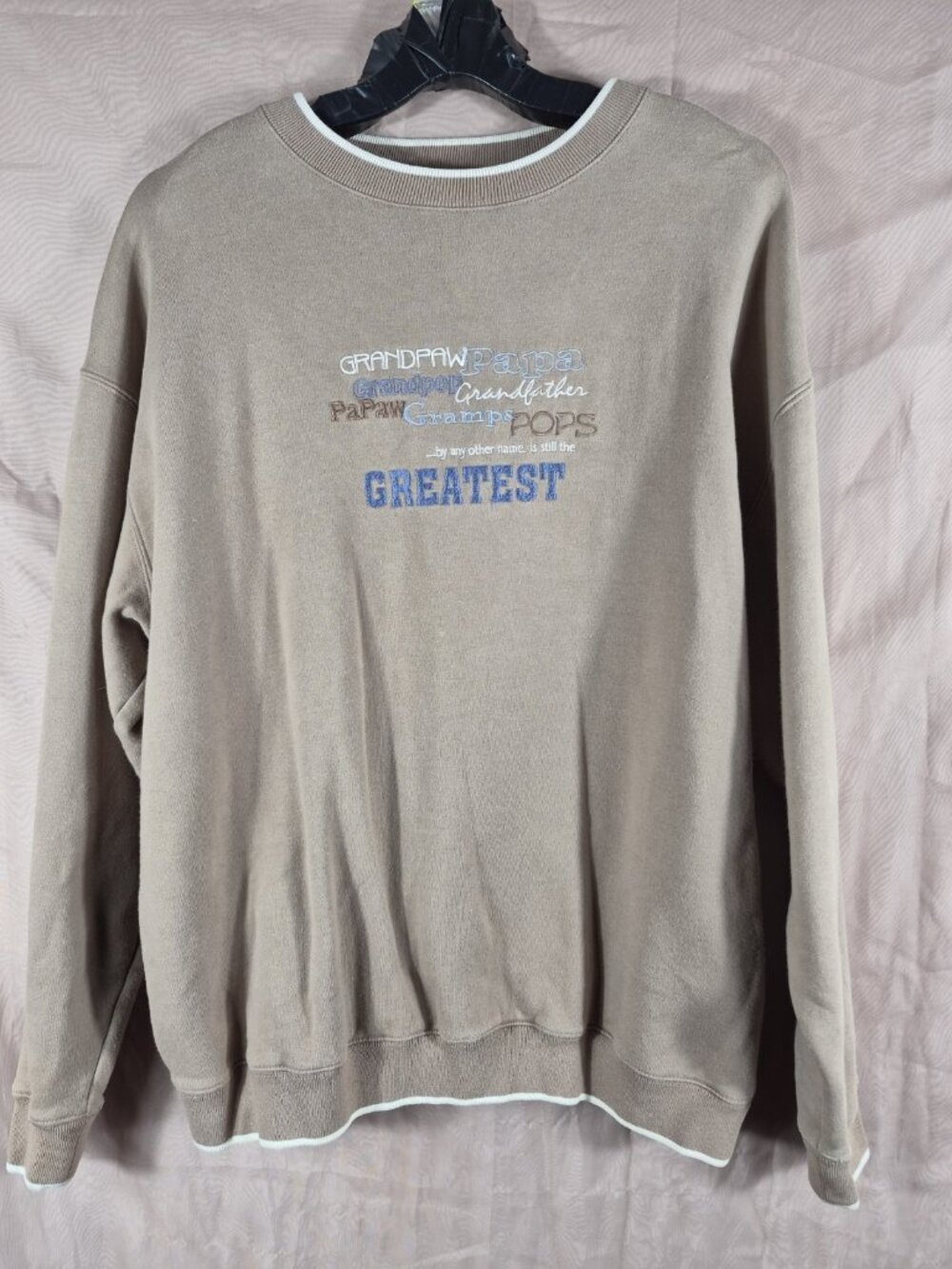 M & C Sport Men's Tan Embroidered Greatest Dad Sweatshirt Sweater Size XXL